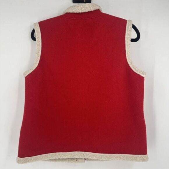 Vintage Y2K Gap Womens Faux Shearling Red Fleece Vest Large Layering Button Down - Picture 9 of 9